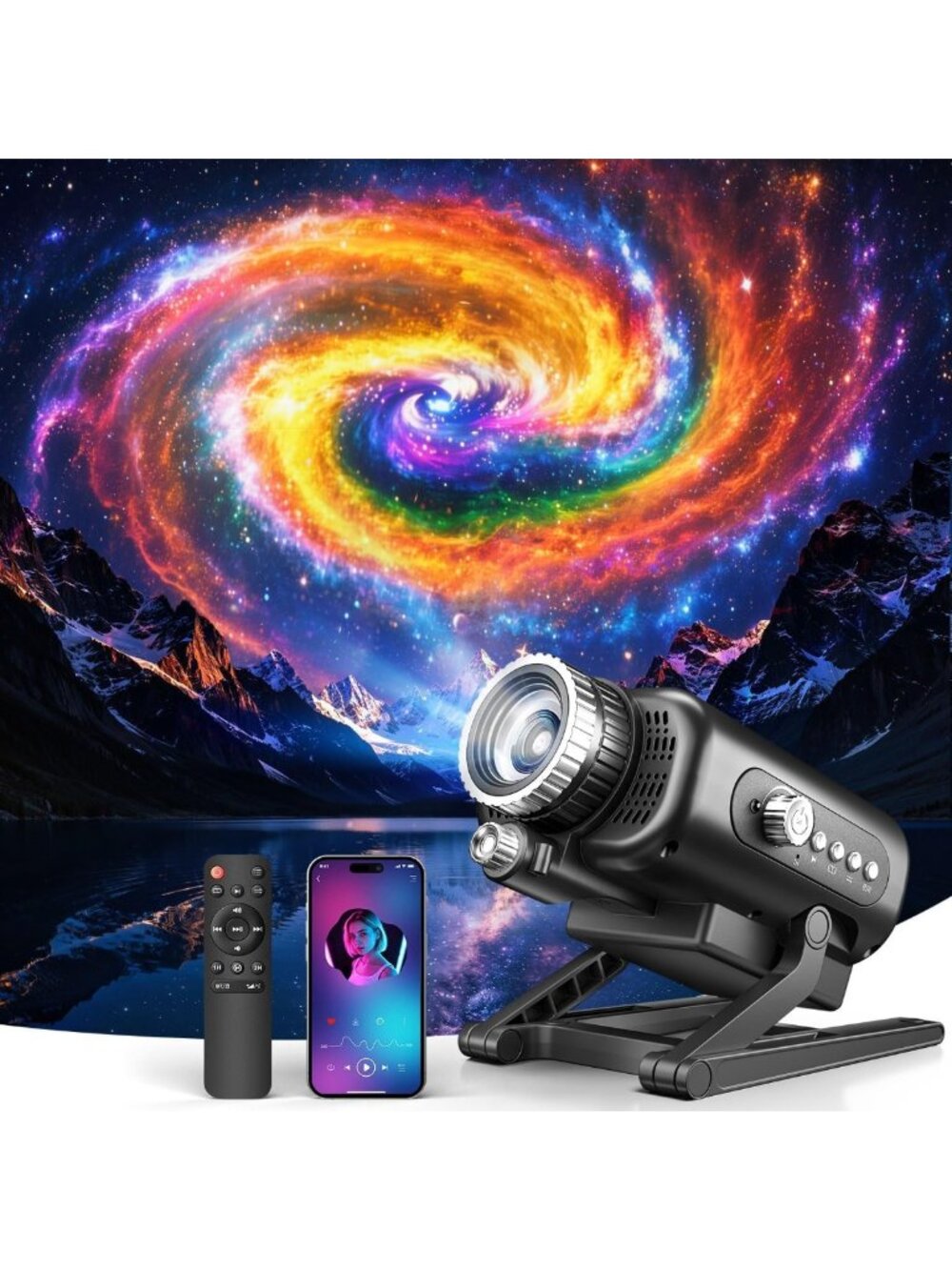 3D Galaxy Projector with 65 HD Scenes & Bluetooth Speaker - Starry Night Light